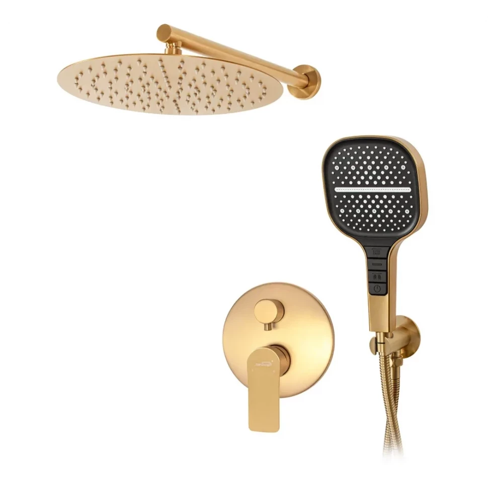 Душевая система скрытого монтажа Hansberge H6090, матовое золото