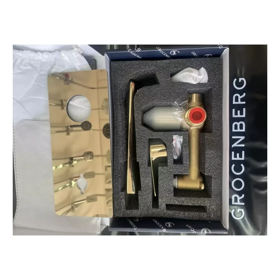 Смеситель встраиваемый для раковины Grocenberg GB599, золото глянец