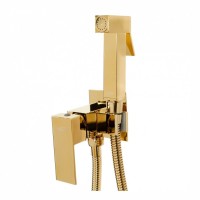 Смеситель встраиваемый с гигиеническим душем Hansberge H3077, золото глянец
