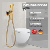 Смеситель встраиваемый с гигиеническим душем Hansberge H3077, золото глянец