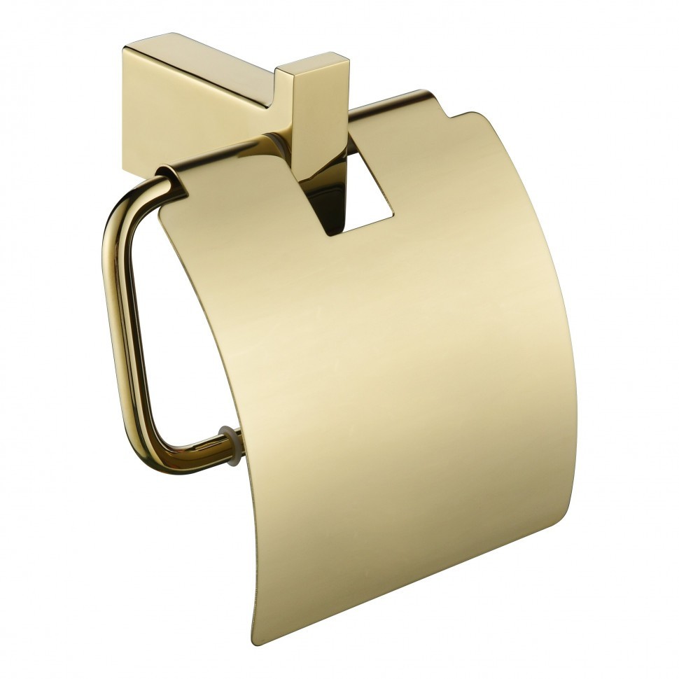 Настенный бумагодержатель с крышкой Grocenberg AC0029, золото глянец