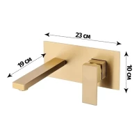 Смеситель встраиваемый для раковины Grocenberg GB588, матовое золото