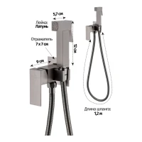 Смеситель встраиваемый с гигиеническим душем Grocenberg GB002, графит