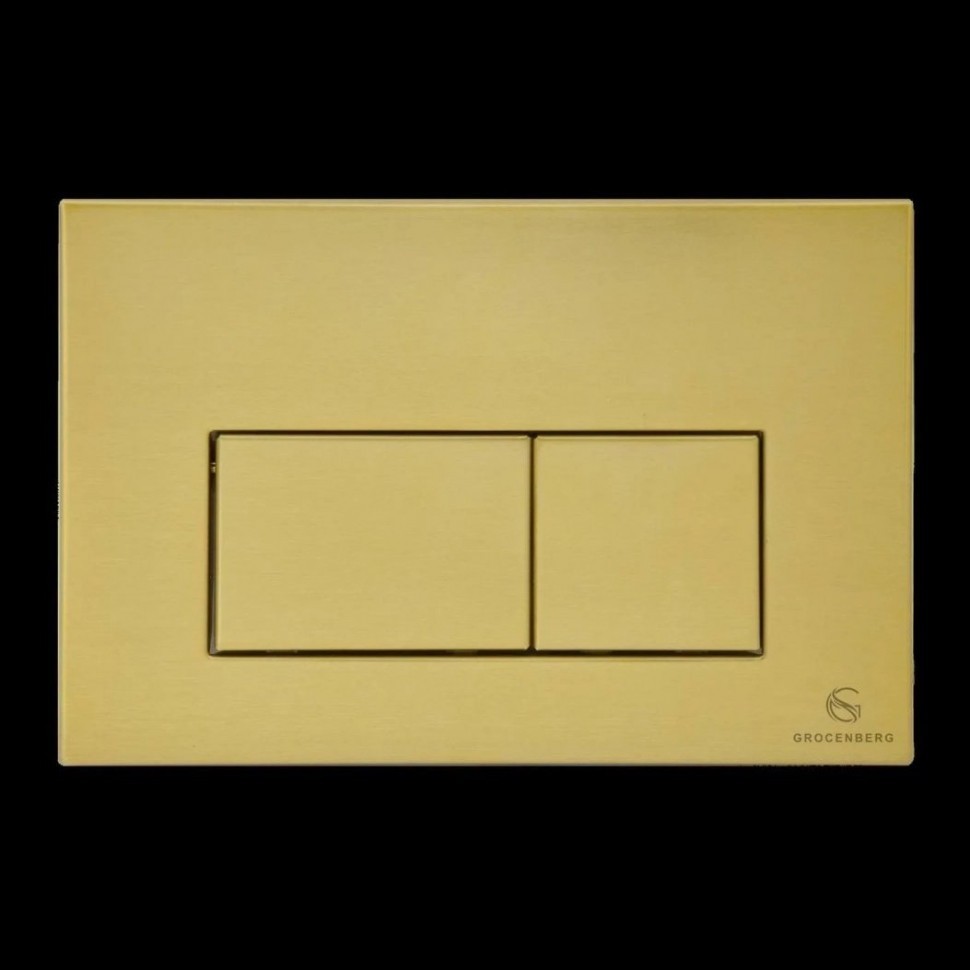 Кнопка смыва для унитаза металлическая Grocenberg KM3070MG, матовое золото