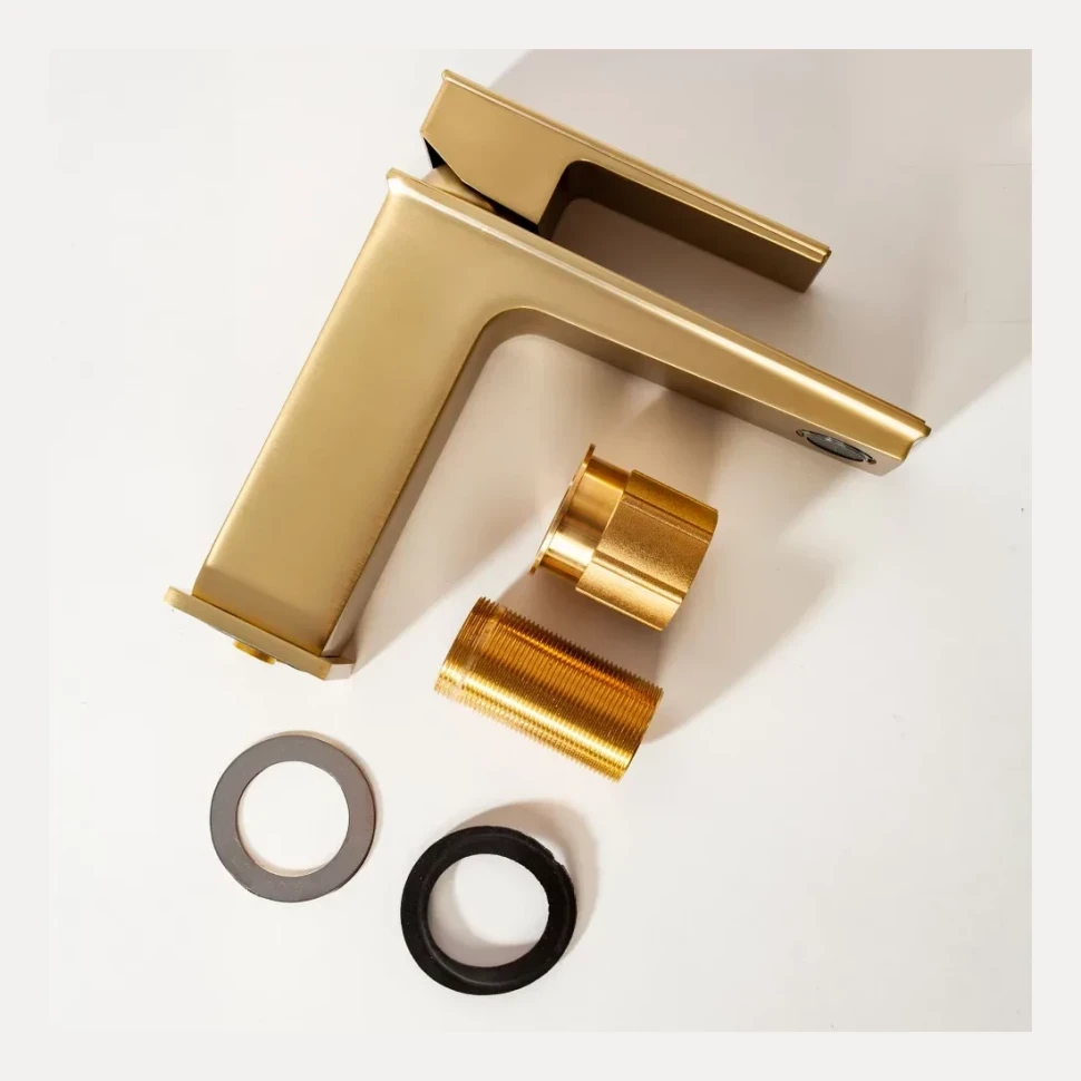 Смеситель для раковины Hansberge H1070, матовое золото