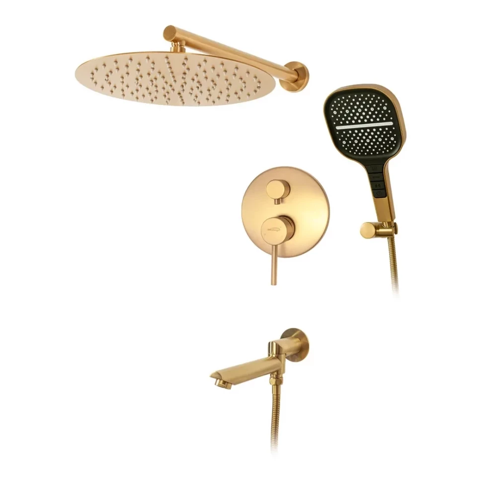 Душевая система скрытого монтажа Hansberge H6095, матовое золото