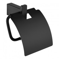 Настенный бумагодержатель с крышкой Grocenberg AC0029, черный матовый