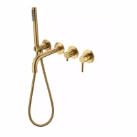 Смеситель для ванны с ручным душем Grocenberg GB5070, золотой брашированный