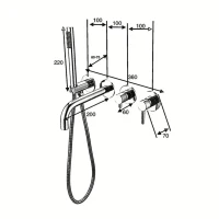 Смеситель для ванны с ручным душем Grocenberg GB5070, золотой брашированный
