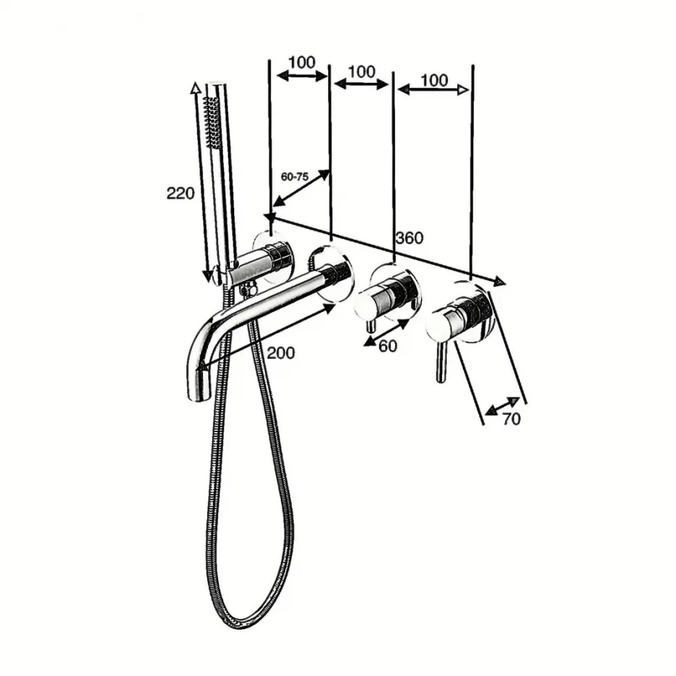 Смеситель для ванны с ручным душем Grocenberg GB5070, золотой брашированный