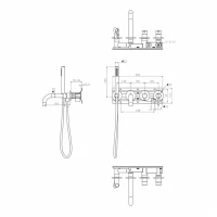 Смеситель для ванны с ручным душем Grocenberg GB5070, золотой брашированный