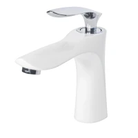 Смеситель для раковины Grocenberg GB2001, белый/хром