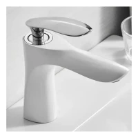 Смеситель для раковины Grocenberg GB2001, белый/хром