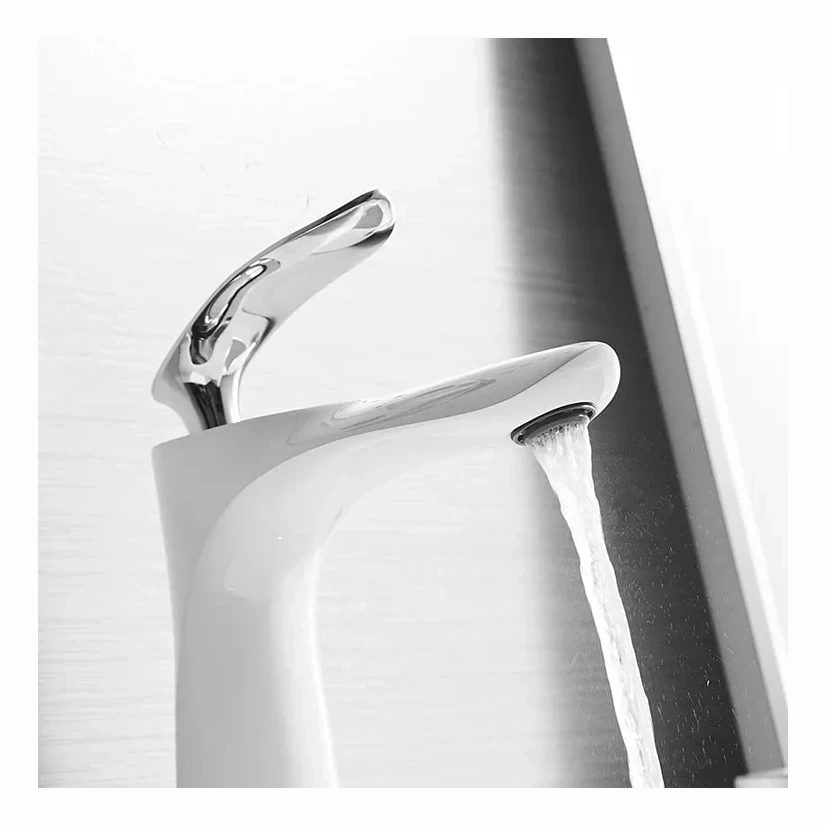 Смеситель для раковины Grocenberg GB2001, белый/хром