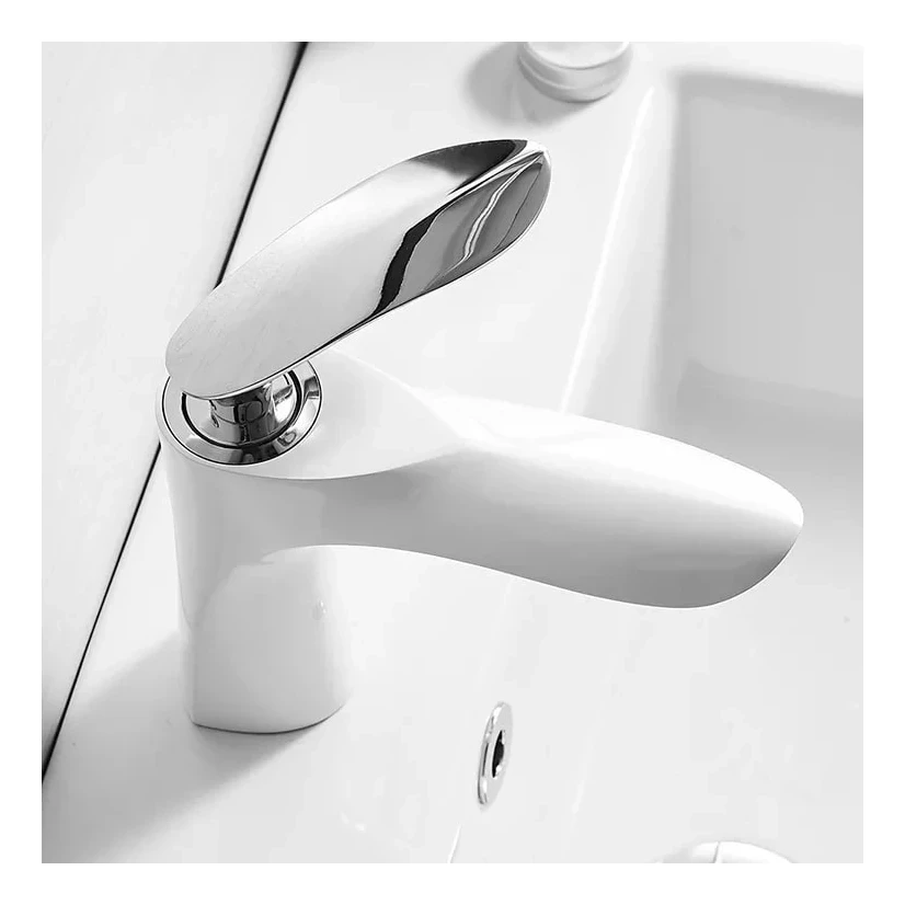 Смеситель для раковины Grocenberg GB2001, белый/хром