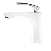 Смеситель для раковины Grocenberg GB2001, белый/хром