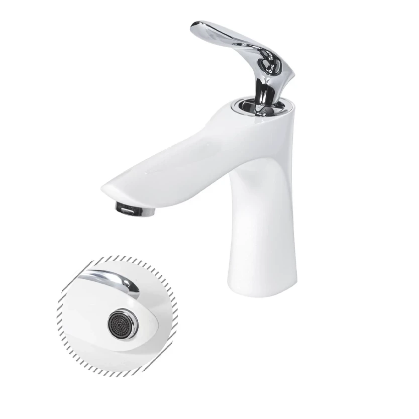 Смеситель для раковины Grocenberg GB2001, белый/хром