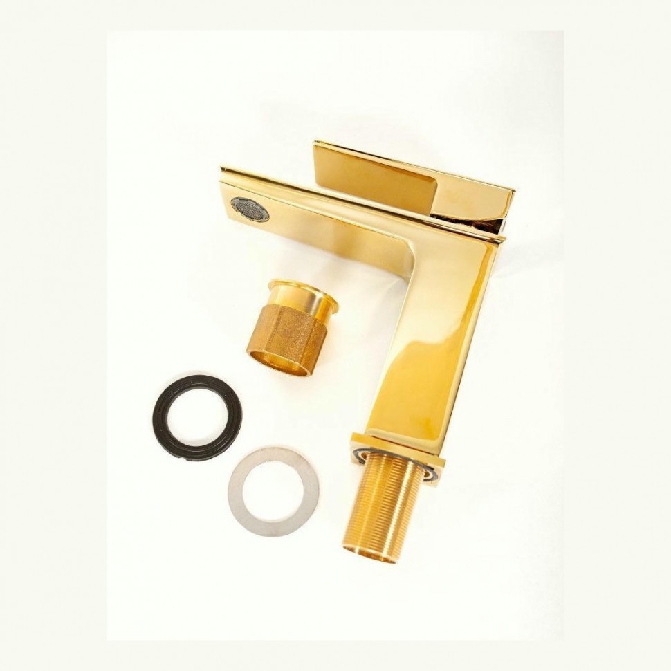 Смеситель для раковины Hansberge H1070, золото глянец