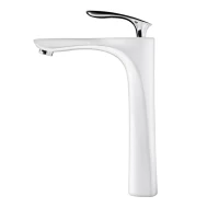 Смеситель для раковины высокий Grocenberg GB3001, белый/хром