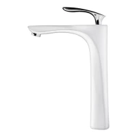 Смеситель для раковины высокий Grocenberg GB3001, белый/хром