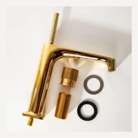 Смеситель для раковины Hansberge H1090, золото глянец