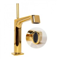 Смеситель для раковины Hansberge H1090, золото глянец