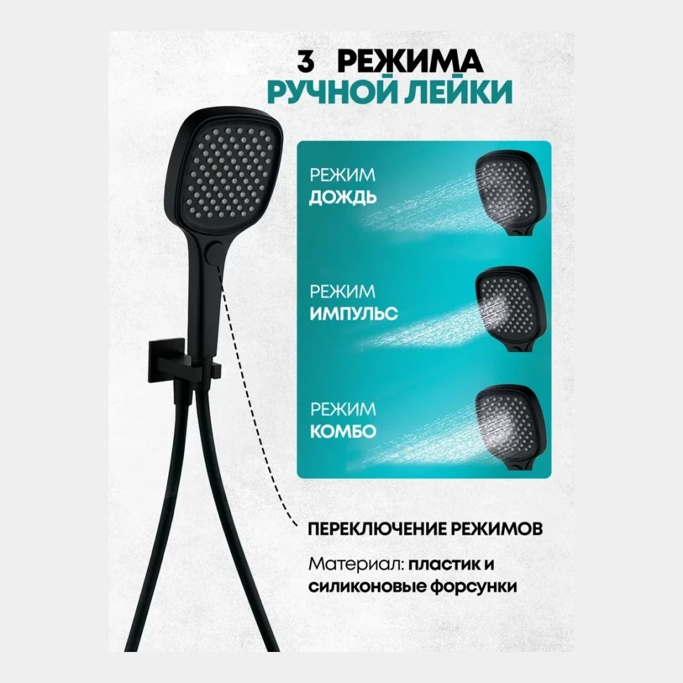 Душевая система скрытого монтажа Grocenberg GB5050, черный матовый