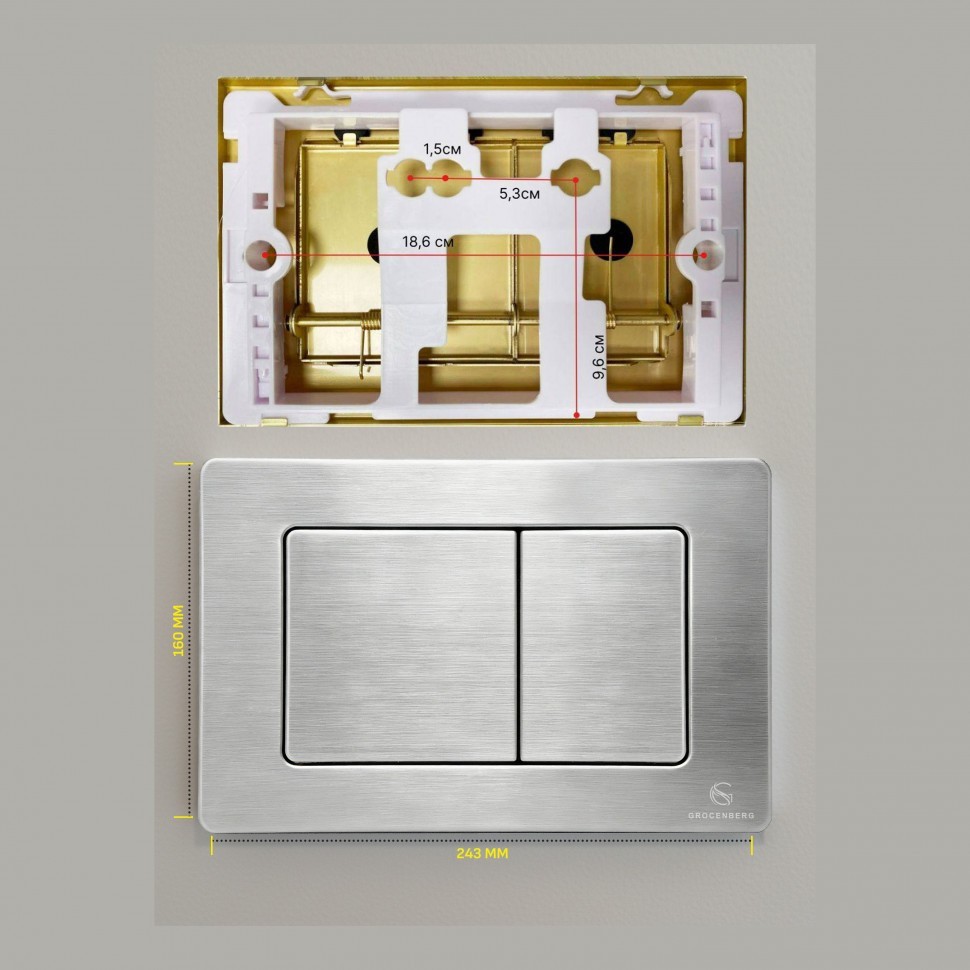 Кнопка смыва для унитаза металлическая Grocenberg KM3080NK, никель