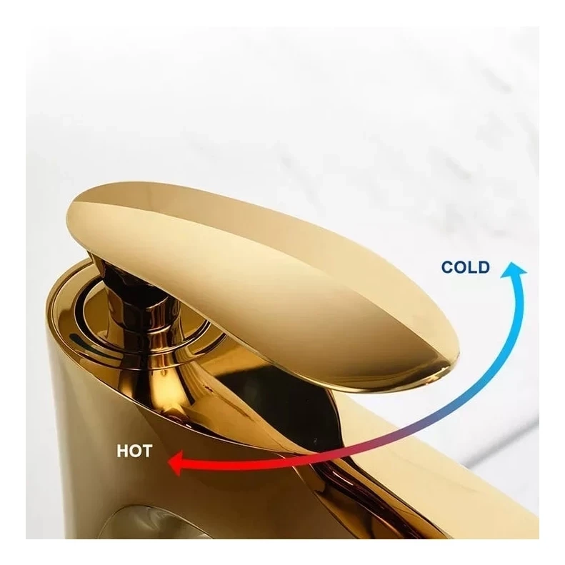 Смеситель для раковины Grocenberg GB2001, золото глянец