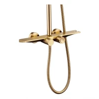 Душевая система с термостатом Grocenberg GB7038, матовое золото