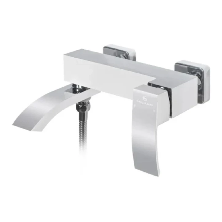 Смеситель для ванны с ручным душем Grocenberg GB8007, белый/хром