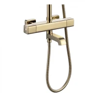 Душевая система с термостатом Grocenberg GB7005, золото глянец