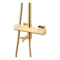 Душевая система с термостатом Grocenberg GB7005, золото глянец