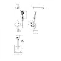 Душевая система скрытого монтажа Grocenberg GB5050, золото глянец