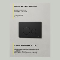 Кнопка смыва для унитаза металлическая Grocenberg KM3090BL, черный матовый Кнопка смыва для унитаза металлическая Grocenberg KM3090BL, черный матовый