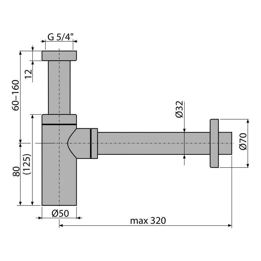 Сифон для раковины Hansberge H175, черный матовый