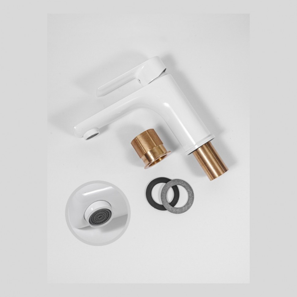 Смеситель для раковины Hansberge H1099, белый/хром