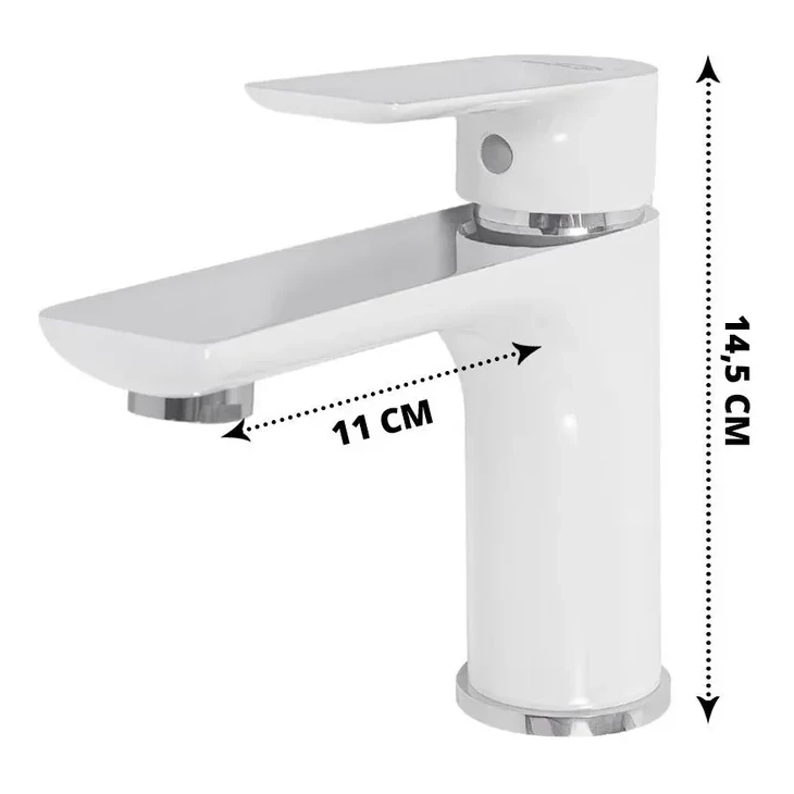 Смеситель для раковины Hansberge H1099, белый/хром