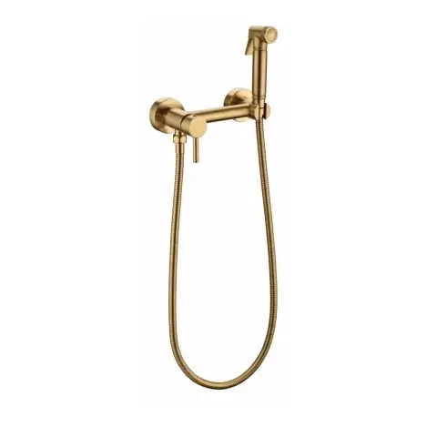 Смеситель с гигиеническим душем Grocenberg GB103N, золотой брашированный