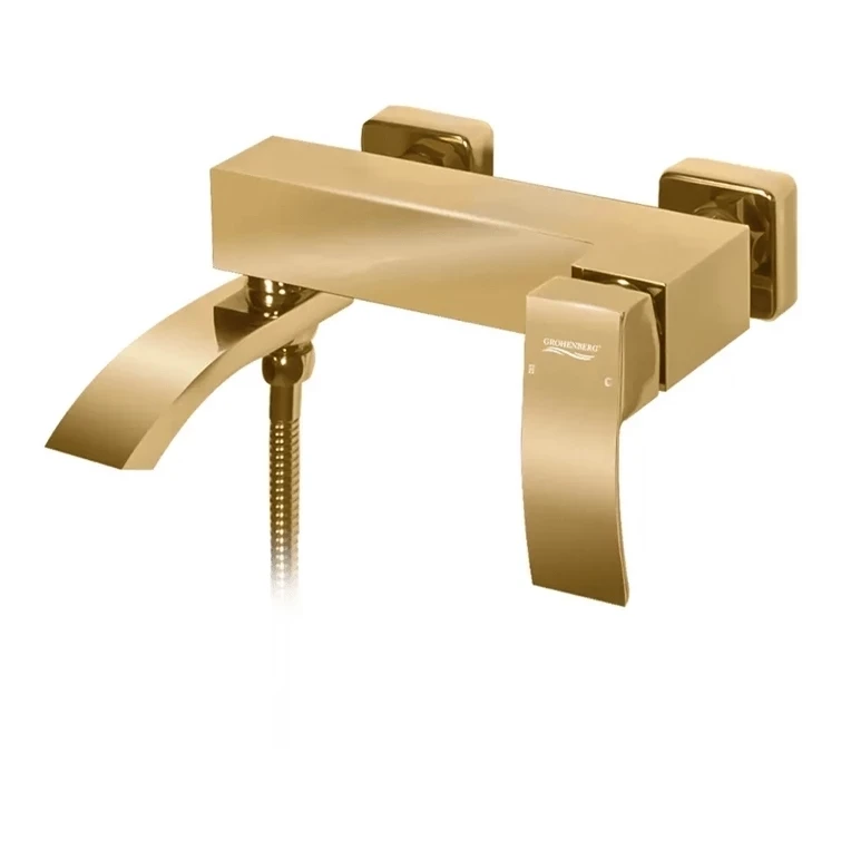 Смеситель для ванны с ручным душем Grocenberg GB8007, золото глянец