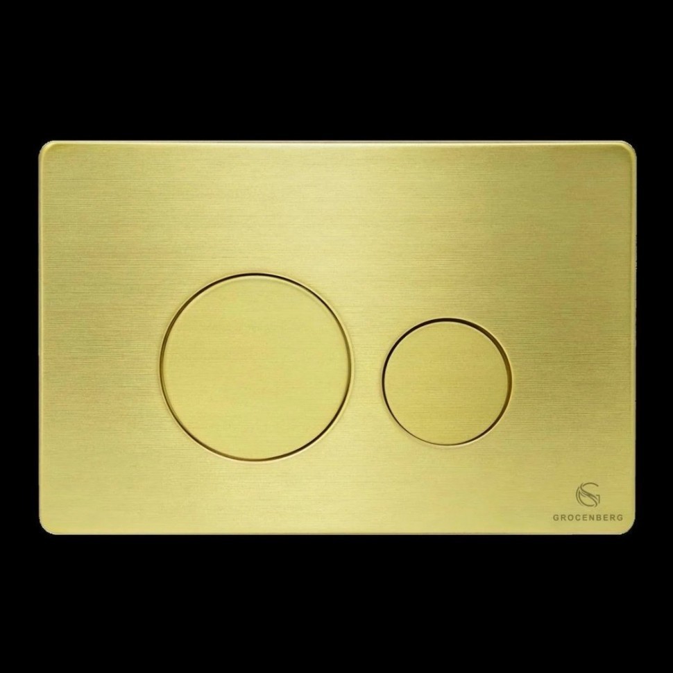 Кнопка смыва для унитаза металлическая Grocenberg KM3090MG, матовое золото