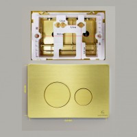 Кнопка смыва для унитаза металлическая Grocenberg KM3090MG, матовое золото