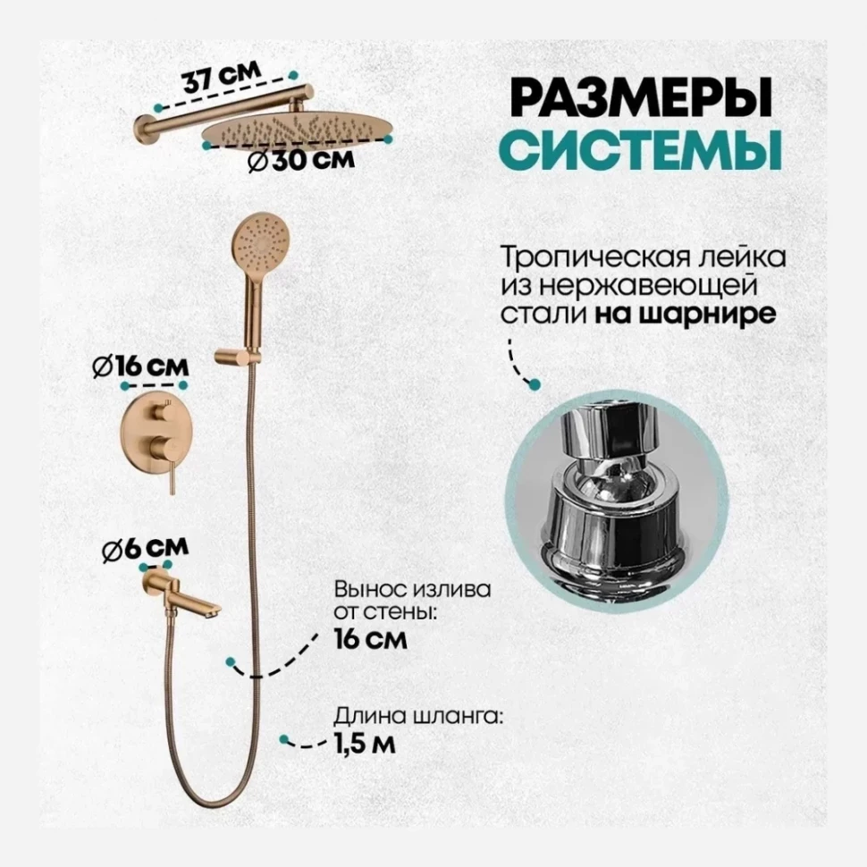 Душевая система скрытого монтажа Grocenberg GB5001, бронза