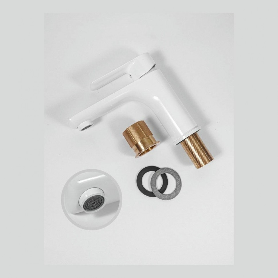 Смеситель для раковины Hansberge H1099, белый