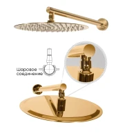Душевая система скрытого монтажа Grocenberg GB5001, золото глянец