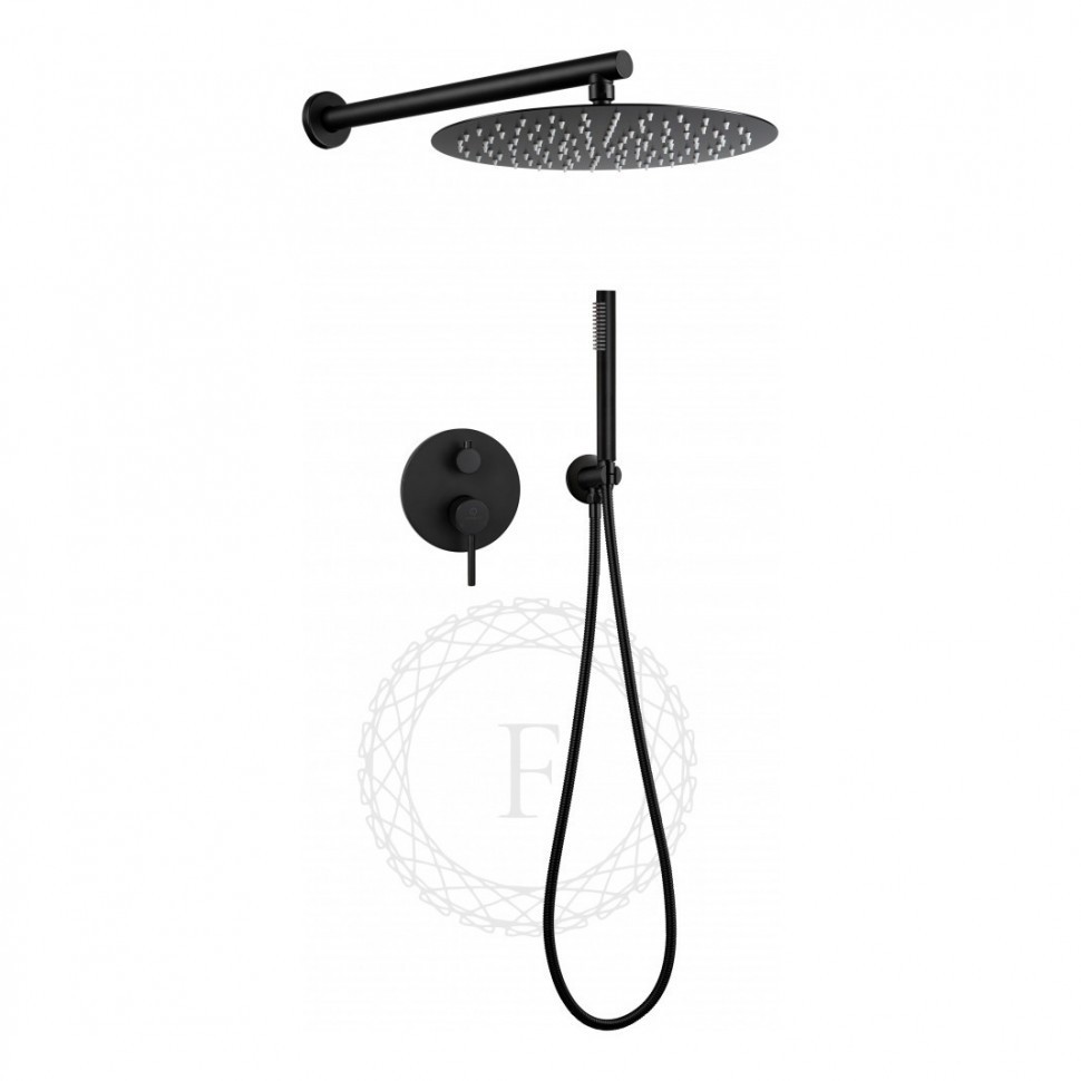 Душевая система скрытого монтажа FILARETE Roun FL1023, черный матовый
