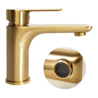 Смеситель для раковины Hansberge H1099, матовое золото