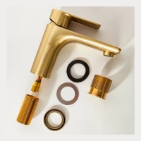 Смеситель для раковины Hansberge H1099, матовое золото