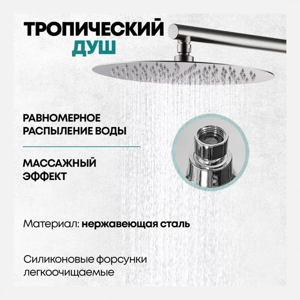 Душевая система скрытого монтажа Grocenberg GB5001, никель