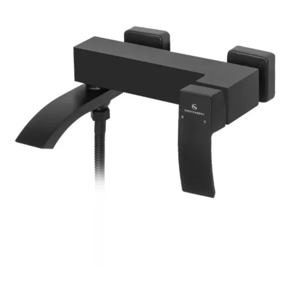 Смеситель для ванны с ручным душем Grocenberg GB8007, черный матовый